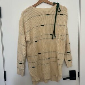 Cream Sweater with Green Accents